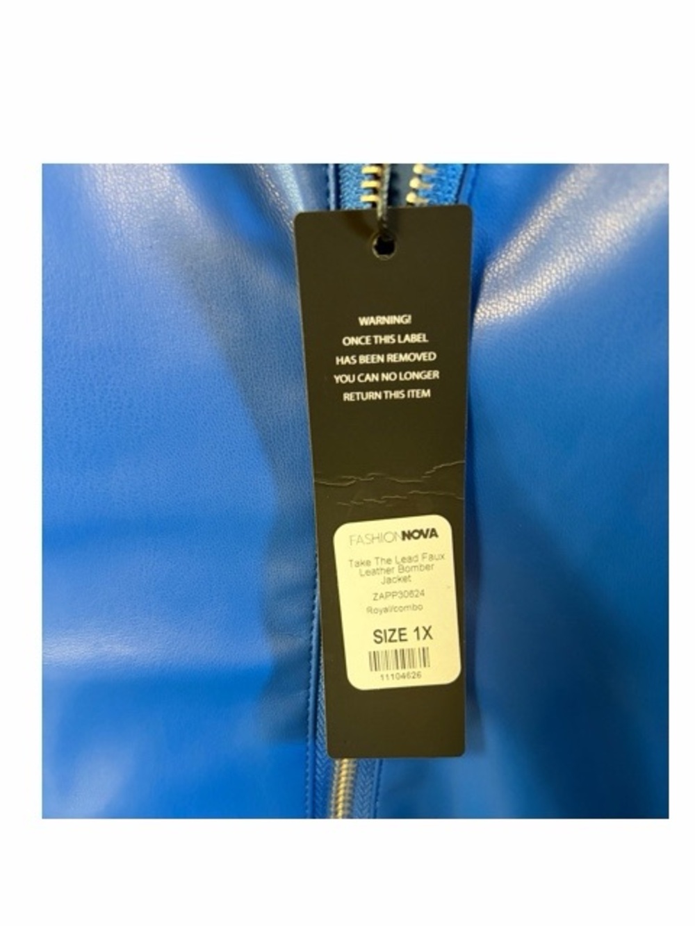 Fashion Nova Take The Lead Faux Leather Racing Bomber Jacket NWT - Picture 6 of 8